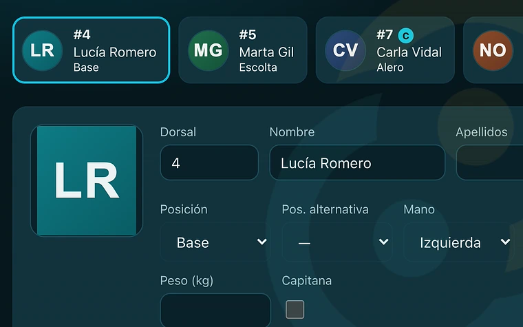 Ficha de jugadora
